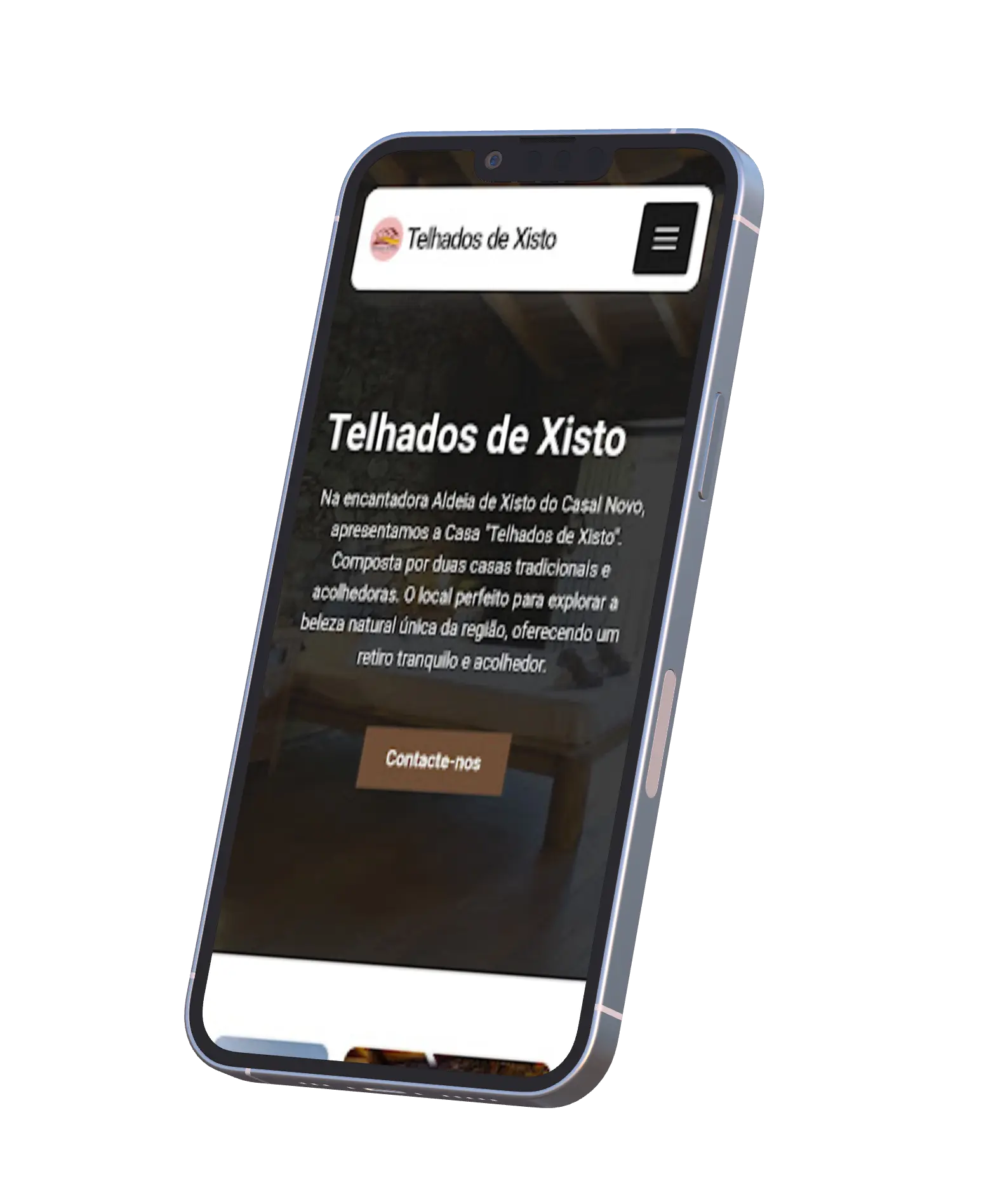 site telhados de xisto visto em telemóvel